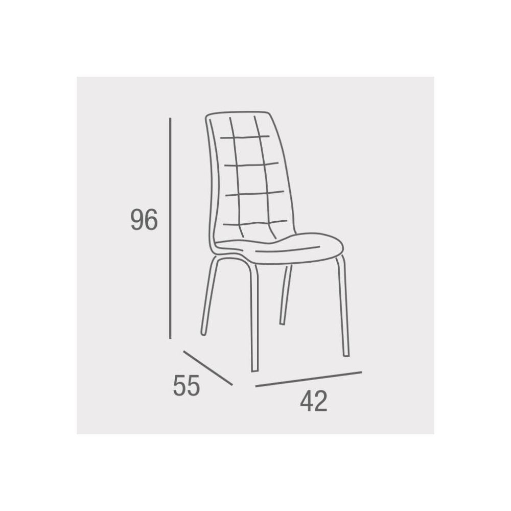 Juego de 4 Sillas Tapizadas en Símil Piel Blanco con Patas Cromadas, Asiento y Respaldo Ergonómicos- Medidas 43x63x97 cm