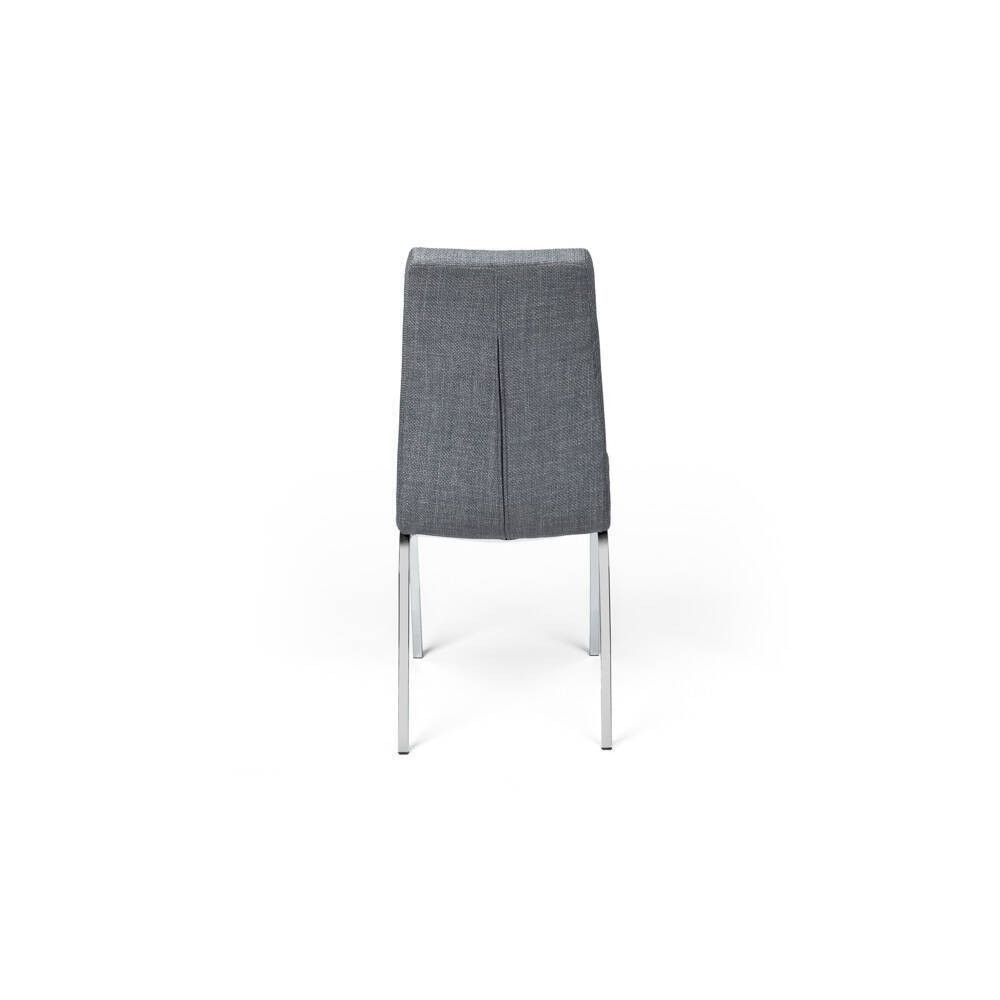 Juego de 4 Sillas Tapizadas en Símil Piel Gris Claro  con Patas Cromadas, Asiento y Respaldo Ergonómicos- Medidas 43x63x97 cm