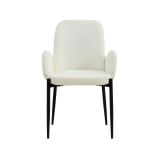 Juego de 2 Sillas con Brazos Tapizadas en Tela Blanca y Patas Metálicas Negras - Medidas 60x57x88 cm