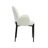 Juego de 2 Sillas con Brazos Tapizadas en Tela Blanca y Patas Metálicas Negras - Medidas 60x57x88 cm