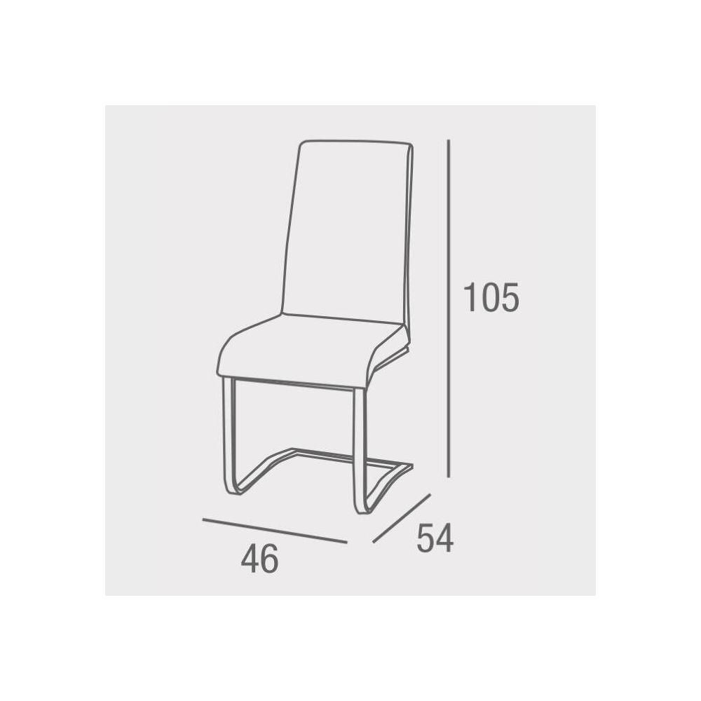 Pack de 4 Sillas Tapizadas en Símil Piel Gris Oscuro con Pata de Tubo Ovalado en Acabado Cromo,Medidas 46x54x110 cm