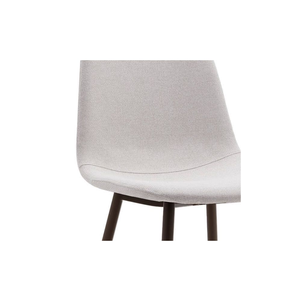 Pack de 4 Sillas con Estructura Tapizada en Tela Beige Claro, Patas Metálicas con Acabado Negro, Medidas 44x53x86 cm
