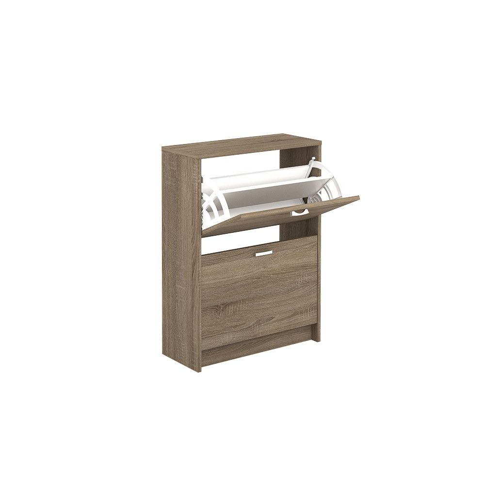 Zapatero Recibidor Roble – Mueble Auxiliar Estrecho con 2 Puertas | Capacidad 12 Pares | 81,6 x 60 x 25 cm