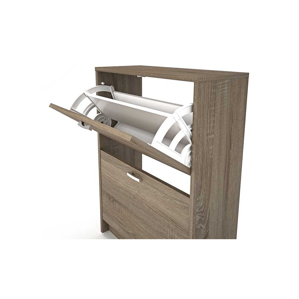Zapatero Recibidor Roble – Mueble Auxiliar Estrecho con 2 Puertas | Capacidad 12 Pares | 81,6 x 60 x 25 cm