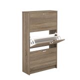 Zapatero Compacto Roble – Mueble con 3 Puertas y Doble Profundidad | MDF con Acabado Melamina | 70 x 25 x 120 cm