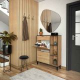 Mueble Zapatero de Entrada – 2 Puertas y 1 Cajón | Color Roble/Pizarra | 110 x 90 x 24,5 cm