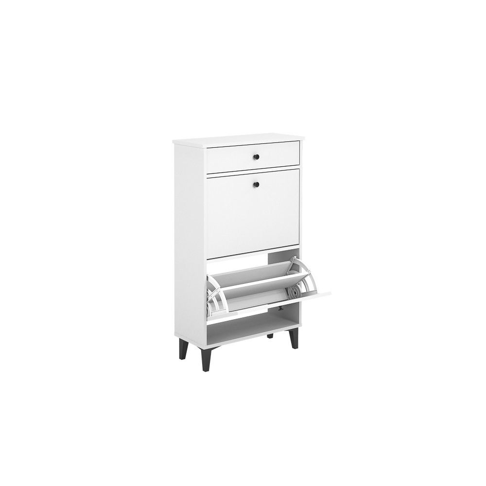 Mueble Zapatero Blanco con 2 Puertas y 1 Cajón | 61,1 x 110 x 25 cm
