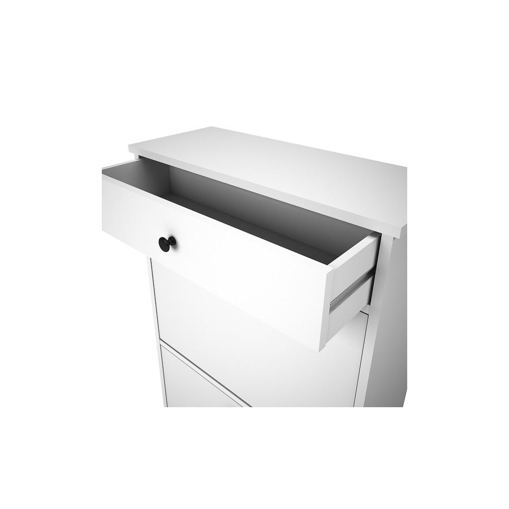 Mueble Zapatero Blanco con 2 Puertas y 1 Cajón | 61,1 x 110 x 25 cm