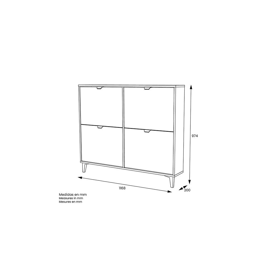 Mueble Zapatero - Almacenamiento Elegante y Práctico | 97,4 x 116,8 x 20 cm (alto x ancho x fondo)