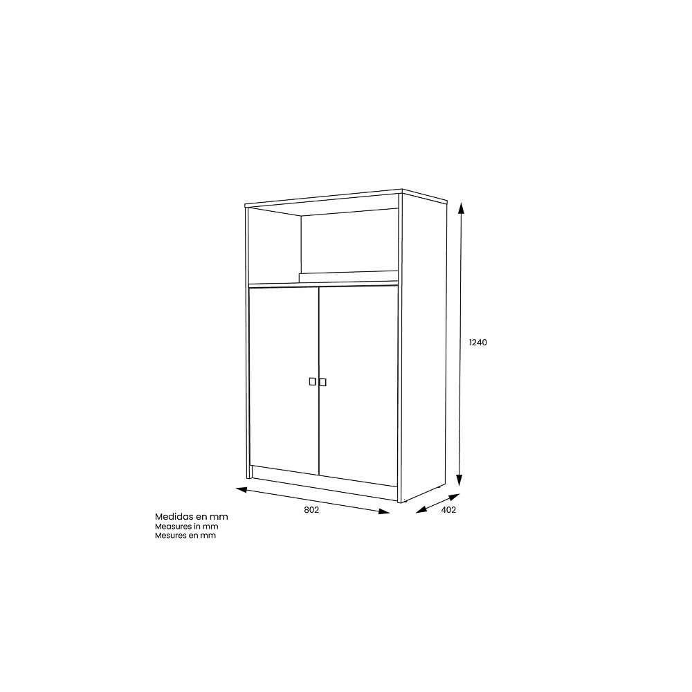 Mueble Auxiliar para Microondas | Color Blanco y Roble | 124 x 80 x 40 cm (alto x ancho x fondo)