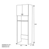Armario Multiusos Fabricado en Melamina para Lavadora o Baño – 180 x 64 x 35 cm (alto x ancho x fondo)