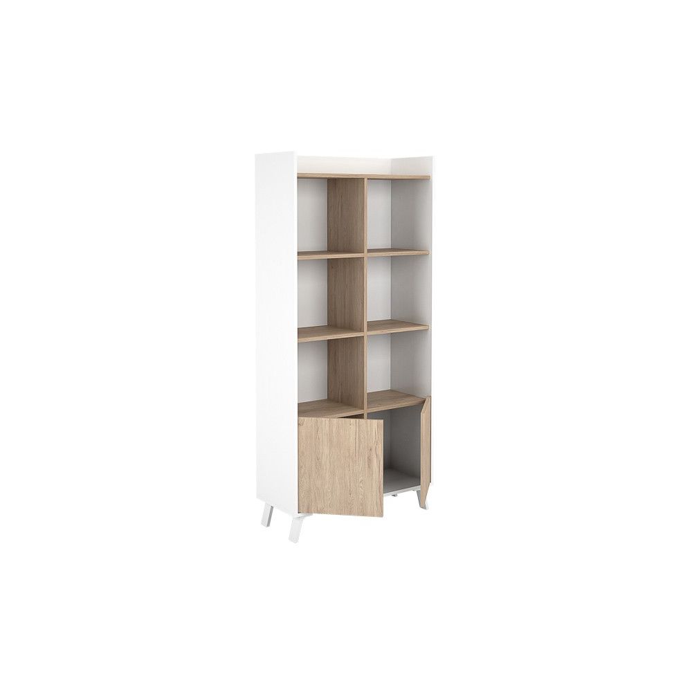 Estantería Decorativa, Librería, Separador Ambientes, Acabado en Roble y Blanco,171 cm (Al) x 80 cm (Anc) x 33,5 cm (Fon)