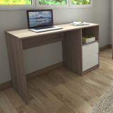 Escritorio de Oficina con 2 Cajones y 1 Estante, MDF Roble y Blanco, 120x50x75 cm - Moderno y Funcional