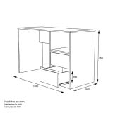 Escritorio de Oficina con 2 Cajones y 1 Estante, MDF Roble y Blanco, 120x50x75 cm - Moderno y Funcional