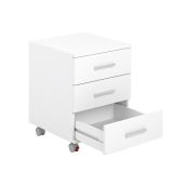 Cajoneras Para escritorio con ruedas 3 Cajones color blanco 58 x 45 x 44 Cm (alto x ancho x fondo)