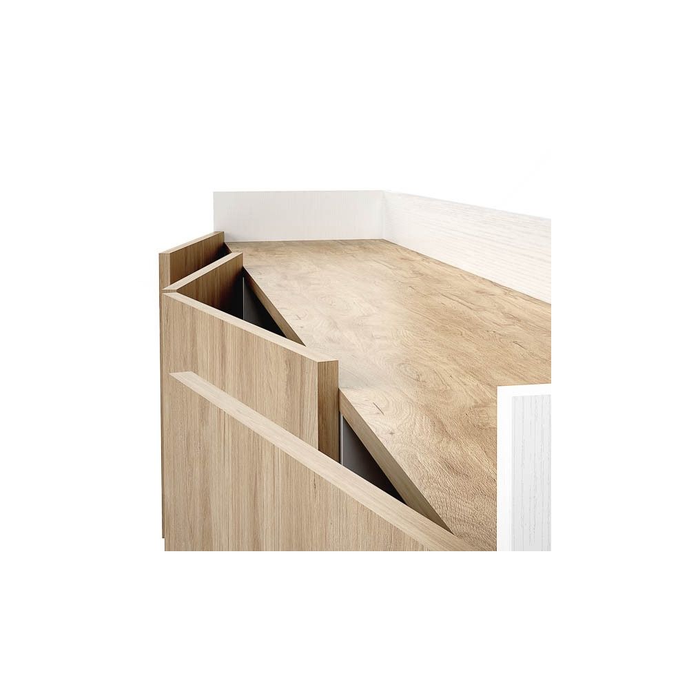 Aparador, Mueble Tv, Salón Comedor 4 Puertas, Armario Auxiliar Color Blanco y Roble, Medidas: 180x63x33,5 Cm