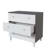 Cómoda con 3 Cajones, para Dormitorio, Acabado en Color Blanco, Medidas: 80 cm (Ancho) x 80 cm (Alto) x 48 cm (Fondo)