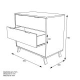 Cómoda con 3 Cajones, para Dormitorio, Acabado en Color Gris/roble, Medidas: 80 cm (Ancho) x 78,2 cm (Alto) x 48 cm (Fondo)