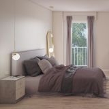 Mesita de Noche Moderna Mesilla de Noche con 2 Cajones Mesita Auxiliar para Dormitorio 49,6x40x35cm Color Cemento y Blanco
