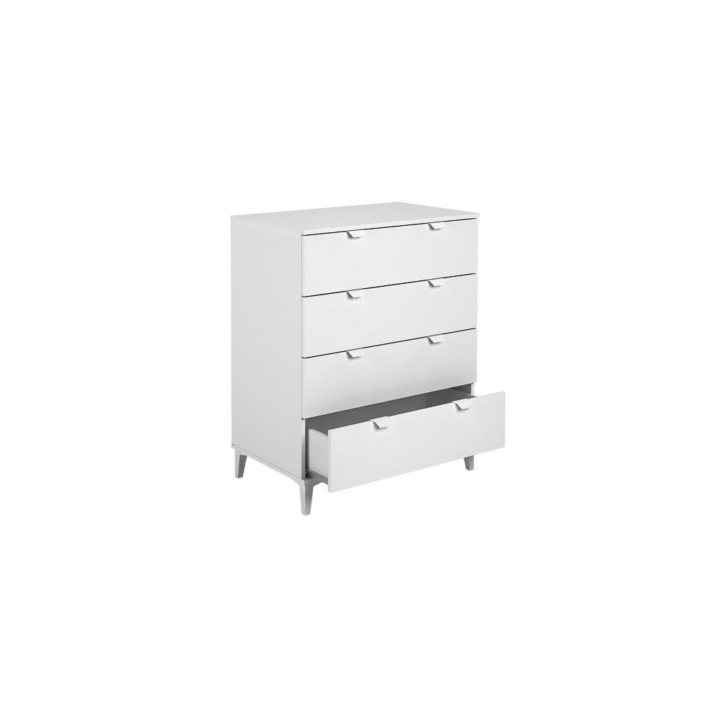 Cómoda con 4 Cajones, para Dormitorio, Acabado en Color Blanco, Medidas: 80 cm (Ancho) x 98 cm (Alto) x 48 cm (Fondo)