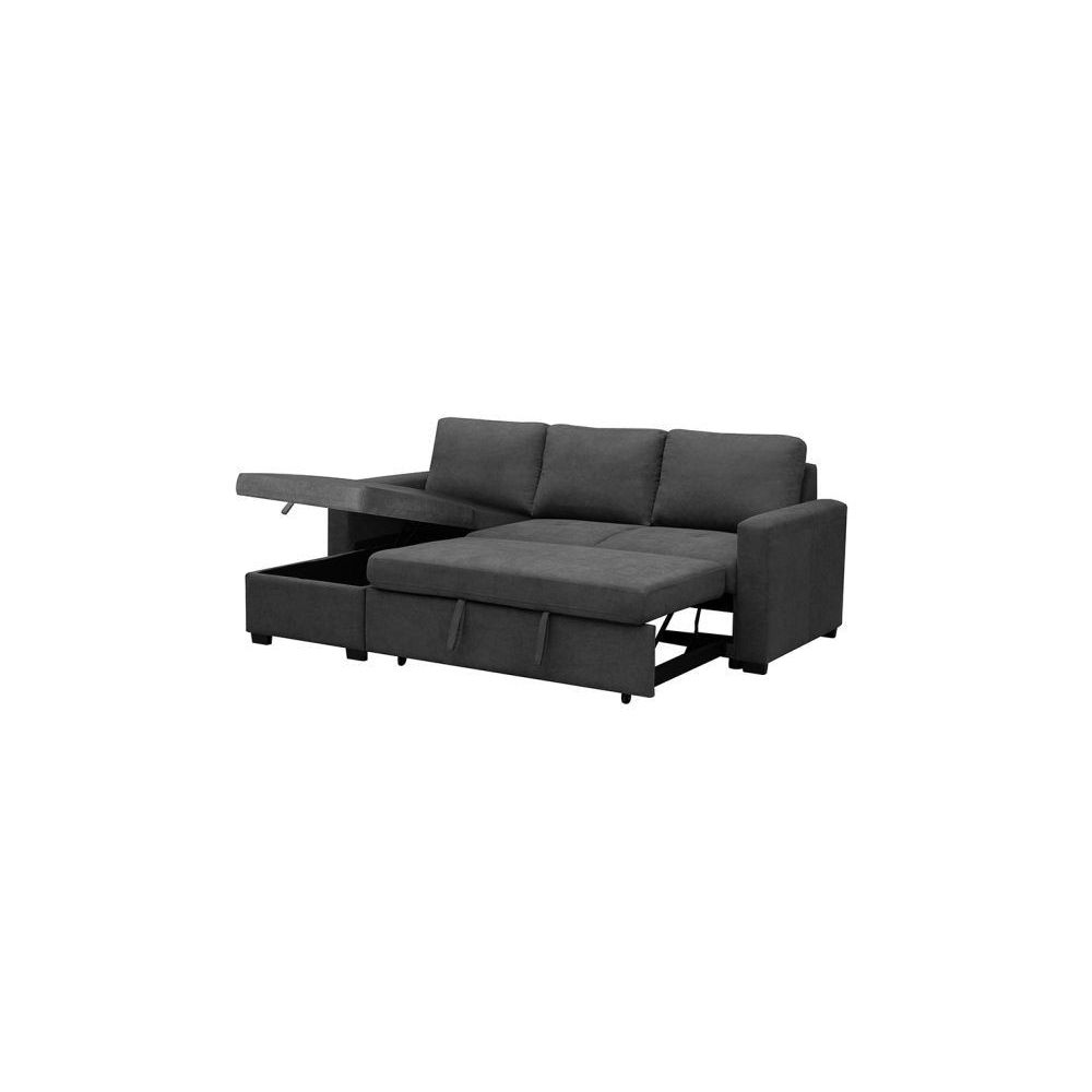Sofá Cama 3 Plazas Reversible con Chaiselongue y Almacenaje, Tapizado en Tela Gris, 229x93x153 cm