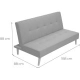 Sofá Cama Clic Clac 3 Plazas Tipo Libro, Color Gris, Diseño Moderno, 188x88x88 cm