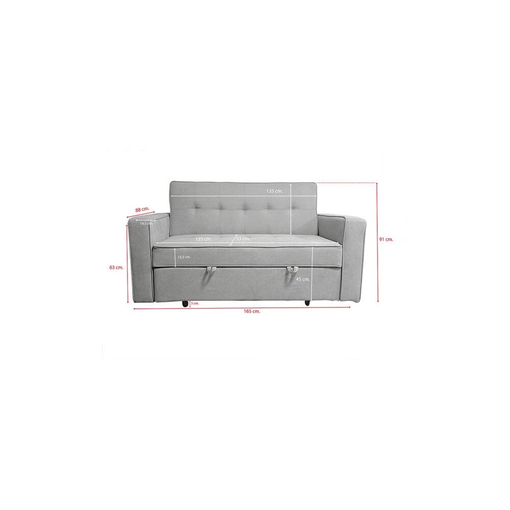 Sofá Cama 2 Plazas con Reposabrazos, Diseño Moderno y Elegante, Color Gris, 167x90x96,5 cm