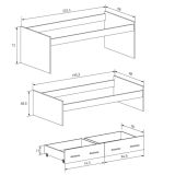 Cama Nido Juvenil Doble con Cajones de Almacenaje – Beige y Negro, 202,6 cm Largo x 98 cm Ancho x 72 cm Alto, Primera Calidad