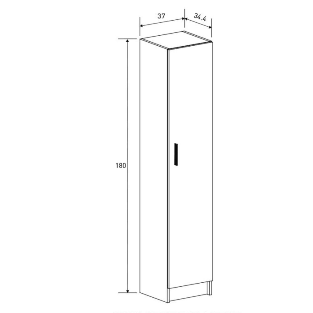 Mueble Multiusos Armario Auxiliar Color Mauvella – 1 Puerta, 4 Baldas, 37x180x35 cm – Madera Práctico y Funcional.