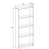Meyvaser Librería estantería con cuatro baldas en madera color Beige para salón 180x80x24,5 cm