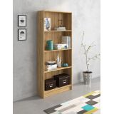 Meyvaser Librería estantería con cuatro baldas en madera color Mauvella para salón 180x80x24,5 cm