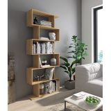 Meyvaser - Estantería Alta Salón, Libreria, Color Mauvella, Medidas: 191 cm (Alto) x 80 cm (Ancho) x 24,6 cm (Fondo
