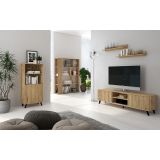 Conjunto de Salón Mueble Completo: Bajo TV, Mueble Bar, Estantería y Mueble Colgar - Estilo Mauvella Rayas.