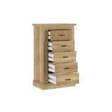 Pack de Muebles de Dormitorio Habitación con Cabecero, 2 Mesitas de Noche 3 Cajones y Sinfonier en Color Mauvella Rayas