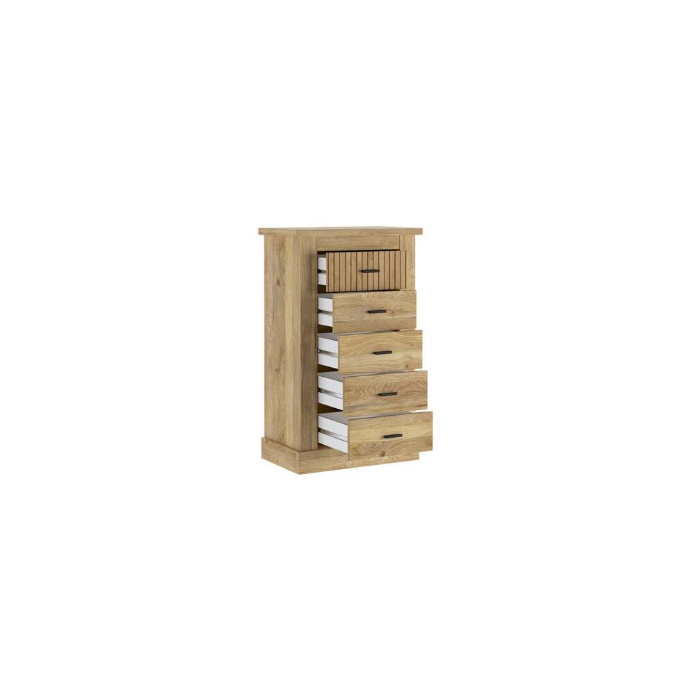 Pack de Muebles de Dormitorio Habitación Infantil con Cabecero, 1 Mesita de Noche 3 Cajones y Sinfonier en Color Mauvella Rayas