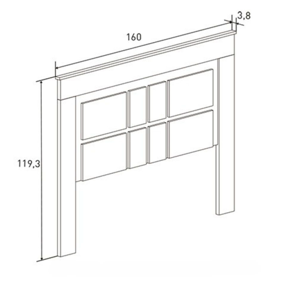 Cabecero Nórdico de 160 (Anc) x 120 (Al) x 3,8 (Fon) Cm | Práctico y Elegante |Colores Cambria y Blanco (para Cama de 135-140