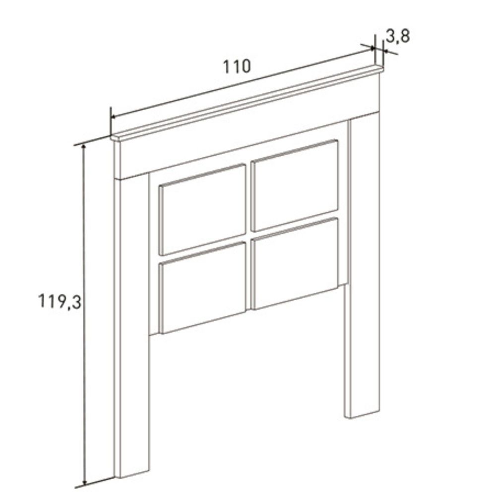 Cabecero Nórdico de 110 (Ancho) x 120 (Alto) x 3,8 (Fondo) Cm | Práctico y Elegante Color Cañón (para Cama de 135-140 o 160)