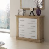 Pack de Dormitorio con Cabecero de 160 x 120 cm + 2 Mesitas de Noche + Cómoda | Color Cambria y Blanco