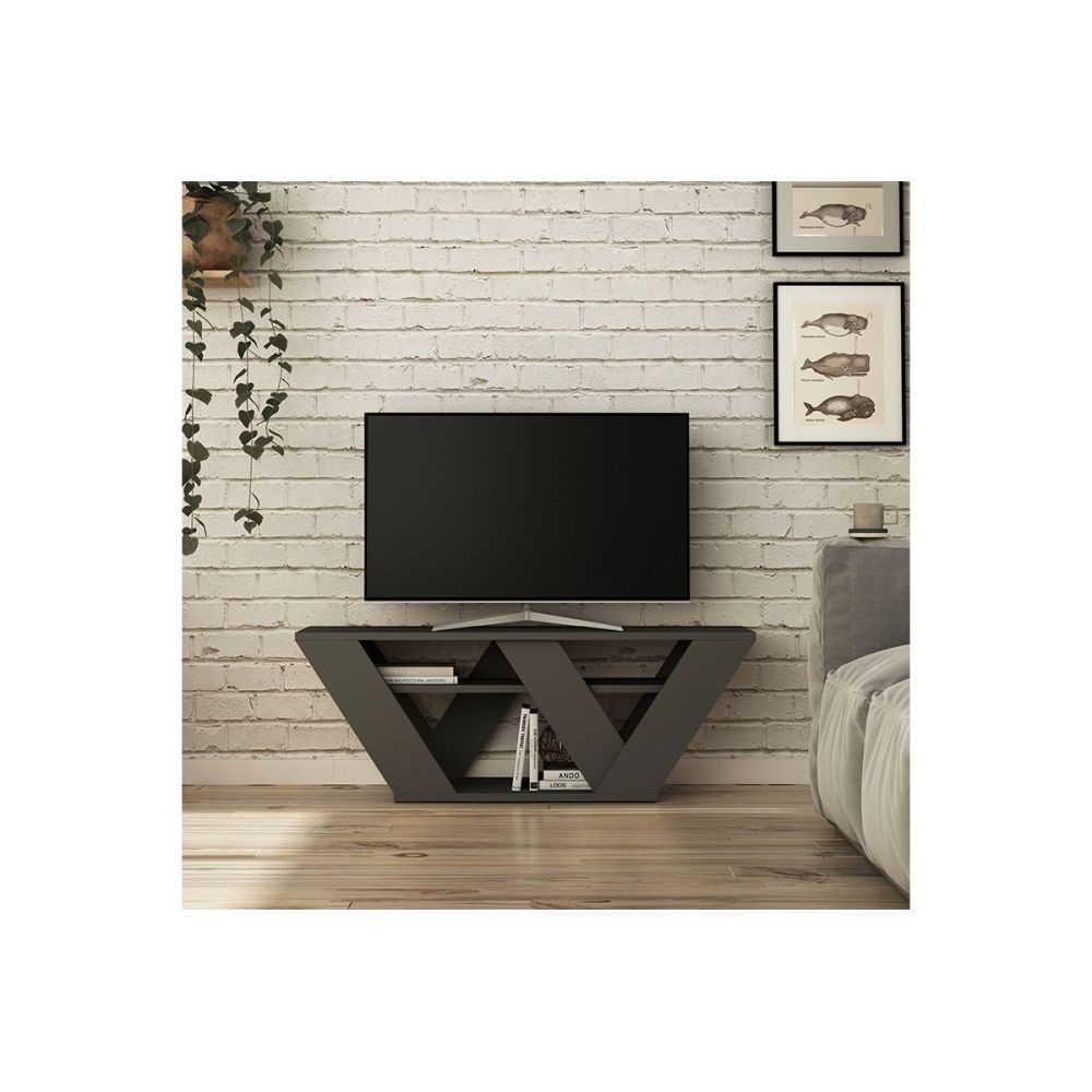 Mueble de TV Moderno con Estantes en Color Antracita 110x30x40 cm - Soporte de TV Elegante para Salón
