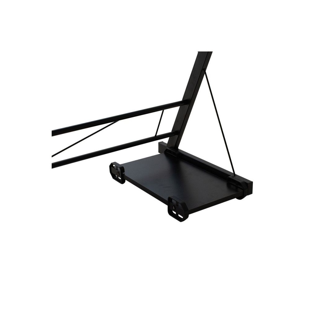 Mesa de Ordenador Esquinera Metálica en MDF Negro, 158x120x73cm - Espacio para Teclado y Torre