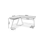 Mesa de Ordenador Esquinera Metálica en MDF Negro, 158x120x73cm - Espacio para Teclado y Torre