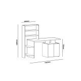 Mesa de Despacho con Estantería y 2 Cajones, Roble-Blanco, 146x60x129 cm, Diseño Moderno para Oficina