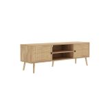 Mueble TV de Ratán en Color Natural 150x39x49 cm - 2 Puertas - Estilo y Durabilidad.
